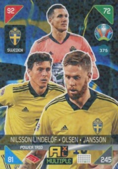 Victor Nilsson Lindelof / Robin Olsen / Pontus Jansson Sweden Panini UEFA EURO 2020 Kick Off Power Trios #375