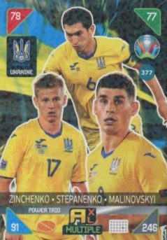 Oleksandr Zinchenko / Taras Stepanenko / Ruslan Malinovskyi Ukraine Panini UEFA EURO 2020 Kick Off Power Trios #377