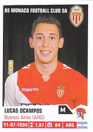 Lucas Ocampos AS Monaco samolepka Panini Ligue 1 FOOT 2013/14 #234