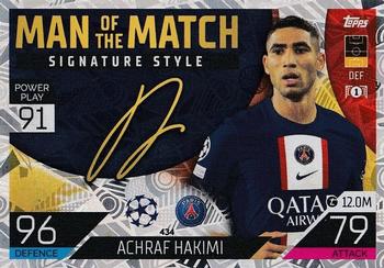 Achraf Hakimi Paris Saint-Germain 2022/23 Topps Match Attax ChL Man of the Match Signature Style #434
