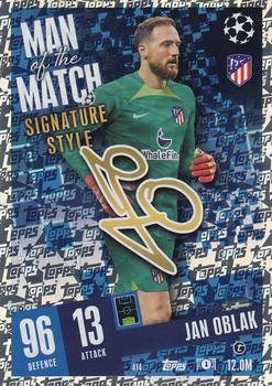 Jan Oblak Atletico Madrid 2023/24 Topps Match Attax UEFA ChL Man of the Match Signature Style #414
