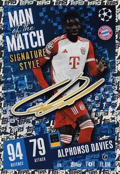 Alphonso Davies Bayern Munchen 2023/24 Topps Match Attax UEFA ChL Man of the Match Signature Style #416