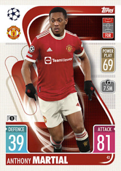 Anthony Martial Manchester United 2021/22 Topps Match Attax ChL #43