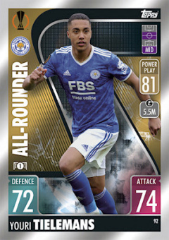 Youri Tielemans Leicester City 2021/22 Topps Match Attax ChL All-Rounder #92