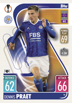 Dennis Praet Leicester City 2021/22 Topps Match Attax ChL #94