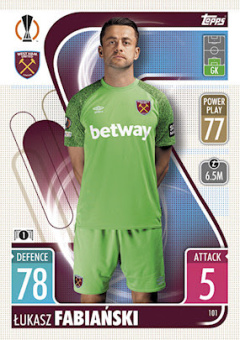 Lukasz Fabianski West Ham United 2021/22 Topps Match Attax ChL #101