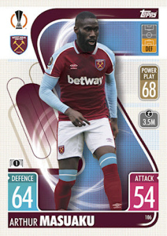 Arthur Masuaku West Ham United 2021/22 Topps Match Attax ChL #106