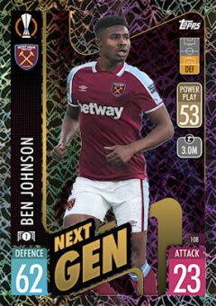 Ben Johnson West Ham United 2021/22 Topps Match Attax ChL Next Gen #108