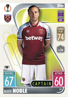 Mark Noble West Ham United 2021/22 Topps Match Attax ChL Captain #109