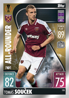 Tomas Soucek West Ham United 2021/22 Topps Match Attax ChL All-Rounder #110