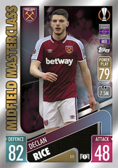 Declan Rice West Ham United 2021/22 Topps Match Attax ChL Midfield Masterclass #111