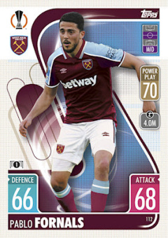 Pablo Fornals West Ham United 2021/22 Topps Match Attax ChL #112