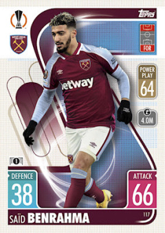 Said Benrahma West Ham United 2021/22 Topps Match Attax ChL #117