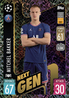 Mitchel Bakker Paris Saint-Germain 2021/22 Topps Match Attax ChL Next Gen #138