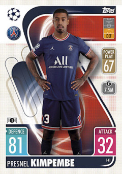 Presnel Kimpembe Paris Saint-Germain 2021/22 Topps Match Attax ChL #141