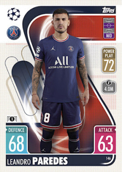 Leandro Paredes Paris Saint-Germain 2021/22 Topps Match Attax ChL #146