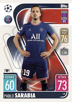 Pablo Sarabia Paris Saint-Germain 2021/22 Topps Match Attax ChL #149