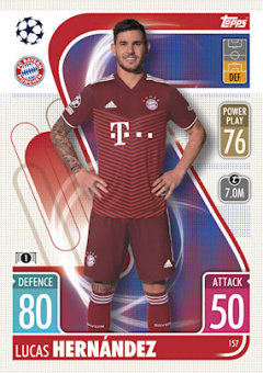 Lucas Hernandez Bayern Munchen 2021/22 Topps Match Attax ChL #157