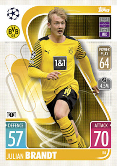 Julian Brandt Borussia Dortmund 2021/22 Topps Match Attax ChL #184