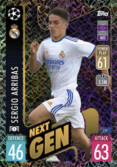 Sergio Arribas Real Madrid 2021/22 Topps Match Attax ChL Next Gen #239