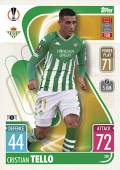 Cristian Tello Real Betis Balompie 2021/22 Topps Match Attax ChL #288