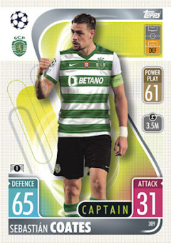 Sebastian Coates Sporting CP 2021/22 Topps Match Attax ChL Captain #309