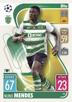 Nuno Mendes Sporting CP 2021/22 Topps Match Attax ChL #310