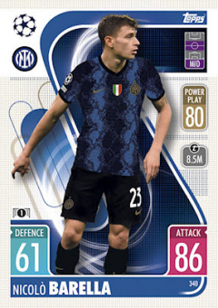 Nicolo Barella Internazionale Milano 2021/22 Topps Match Attax ChL #340