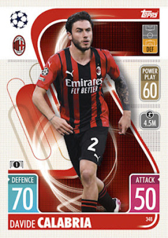 Davide Calabria A.C. Milan 2021/22 Topps Match Attax ChL #348