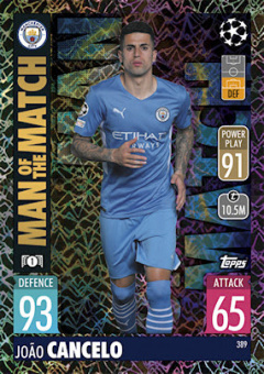 Joao Cancelo Manchester City 2021/22 Topps Match Attax ChL Man of the Match #389