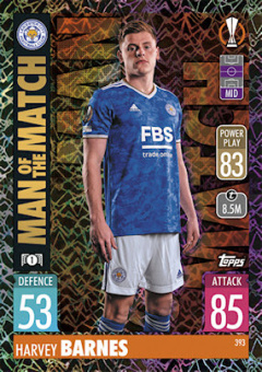 Harvey Barnes Leicester City 2021/22 Topps Match Attax ChL Man of the Match #393