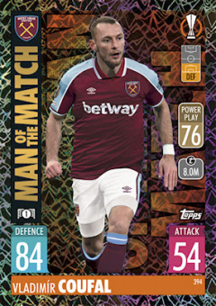 Vladimir Coufal West Ham United 2021/22 Topps Match Attax ChL Man of the Match #394