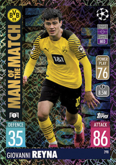 Giovanni Reyna Borussia Dortmund 2021/22 Topps Match Attax ChL Man of the Match #398