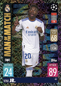 Vinicius Jr Real Madrid 2021/22 Topps Match Attax ChL Man of the Match #401