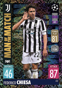 Federico Chiesa Juventus FC 2021/22 Topps Match Attax ChL Man of the Match #412