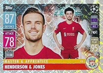 Jordan Henderson & Curtis Jones Liverpool 2021/22 Topps Match Attax ChL Master & Apprentince #418