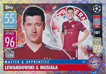Robert Lewandowski & Jamal Musiala Bayern Munchen 2021/22 Topps Match Attax ChL Master & Apprentince #424