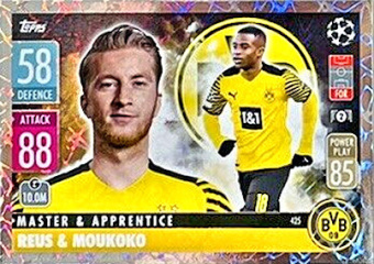 Marco Reus & Youssoufa Moukoko Borussia Dortmund 2021/22 Topps Match Attax ChL Master & Apprentince #425