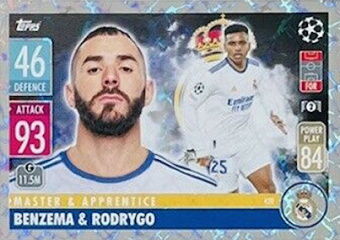 Karim Benzema & Rodrygo Real Madrid 2021/22 Topps Match Attax ChL Master & Apprentince #428