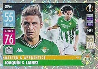 Joaquin & Diego Lainez Real Betis Balompie 2021/22 Topps Match Attax ChL Master & Apprentince #431