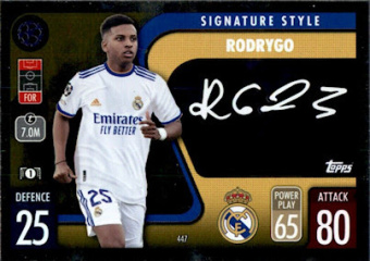 Rodrygo Real Madrid 2021/22 Topps Match Attax ChL Signature Style #447
