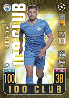 Ruben Dias Manchester City 2021/22 Topps Match Attax ChL 100 Club #450