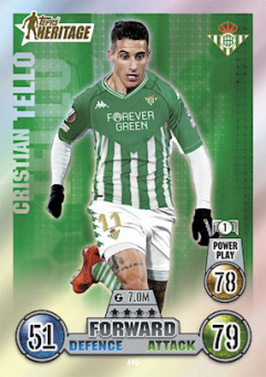 Cristian Tello Real Betis Balompie 2021/22 Topps Match Attax ChL Heritage #490
