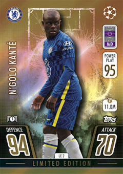 N'Golo Kante Chelsea 2021/22 Topps Match Attax ChL Limited Edition Gold #LE2