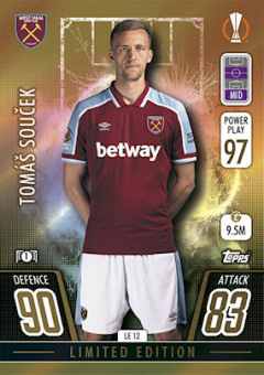 Tomas Soucek West Ham United 2021/22 Topps Match Attax ChL Limited Edition Gold #LE12
