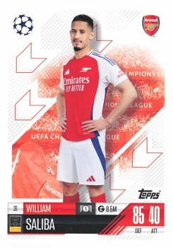 William Saliba Arsenal 2024/25 Topps Match Attax UEFA Club Competitions #31