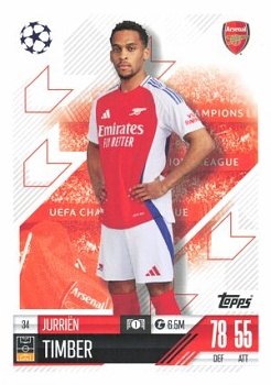 Jurrien Timber Arsenal 2024/25 Topps Match Attax UEFA Club Competitions #34