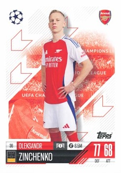 Oleksandr Zinchenko Arsenal 2024/25 Topps Match Attax UEFA Club Competitions #36
