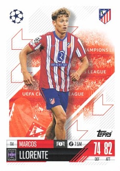 Marcos Llorente Atletico Madrid 2024/25 Topps Match Attax UEFA Club Competitions #114