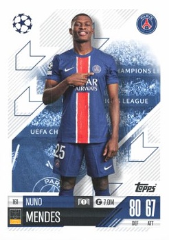 Nuno Mendes Paris Saint-Germain 2024/25 Topps Match Attax UEFA Club Competitions #161